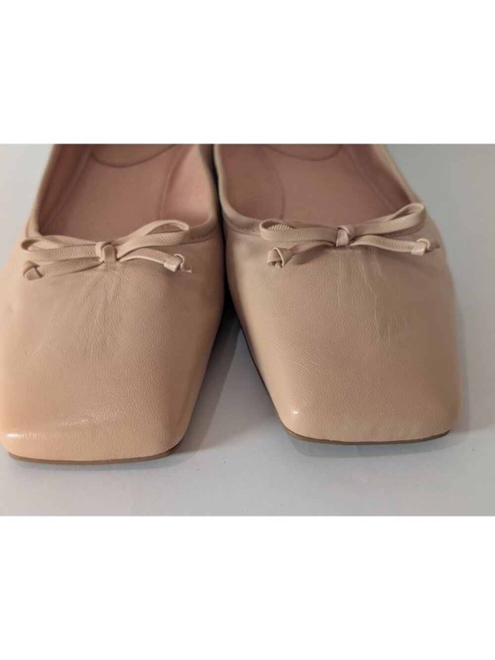 NEW Vince Camuto Leather Ballet Flat Square Toe with Bow, Camel, Size 9.5 - Picture 3 of 11